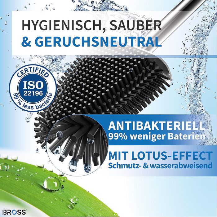 Щітка для унітазу BROSS силіконова - Запатентована щітка для унітазу - Щітка для унітазу сіра - Щітка для унітазу та тримач для ун