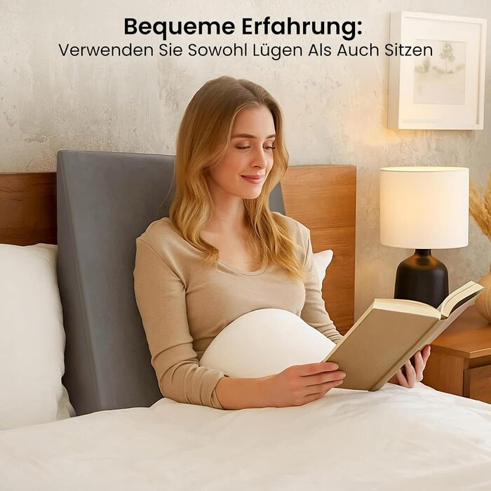 Преміальна клиноподібна подушка для ліжка та дивана 2-зонна система комфорту Подушка для рефлюксу та підняття сну Ергономічний клиноподібний матрац Подушка для читання, подушка для підтримки спини та подушка для ніг (сіра 80 см)