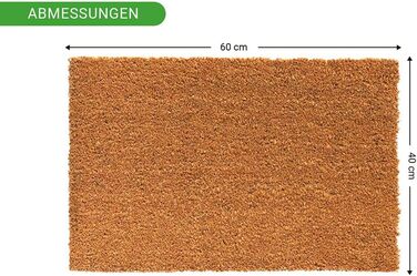 Кокосовий килимок 60x40x2,4 см Килимок для дверей з міцного кокосового волокна Килимок для вхідних дверей та зони входу Килимок для вловлювання бруду заввишки 2,4 см Килимок, що легко доглядається Килимок Nature, 40 x 60 см (прямокутний)