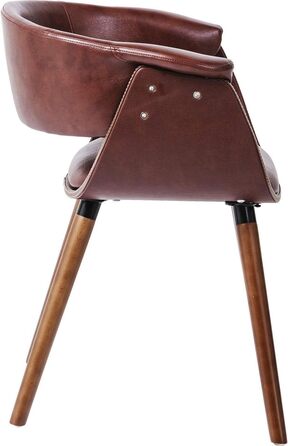 Крісло Kare Design Monaco Nougat, коричневе, 72x58x47 см, обідній стілець, імітація шкіри, ніжки з бука, для їдальні