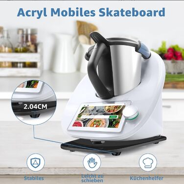 Розсувна дошка для Thermomix TM6, акрилова розсувна дошка для аксесуарів, швидкорухома дошка для кухонного комбайна Thermomix Vorwerk TM 6 Аксесуари Pad Board Acrylic Black