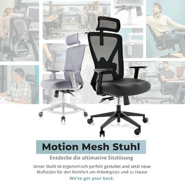 Ергономічне офісне крісло - Офісні крісла 150 кг, сертифіковані TV та NEN 1335 - Офісний стілець - Крісло - Ергономічне офісне крісло - Комп&39ютерне крісло з регульованою висотою та зручне для спини - Чорне