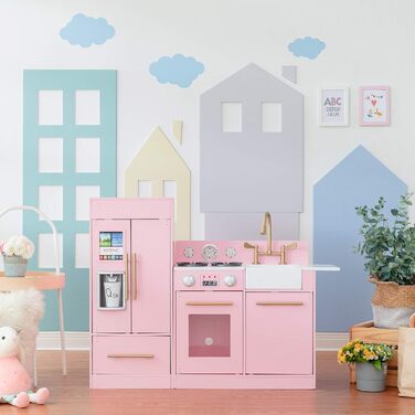 Рожева дитяча кухня Ігрова кухня Дитяча ігрова кухня Дерев&39яна кухня Teamson Kids TD-12302P