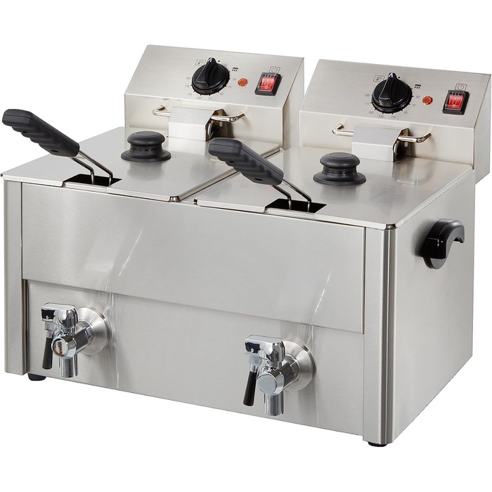 Електрична подвійна фритюрниця GastroHero ECO 1010 літрів зі зливним краном