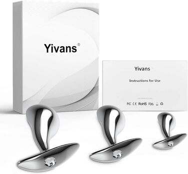 Набір металевих анальних пробок Yivans, Ø24 мм, 29 мм, 36 мм,з кристалом, 3 шт.