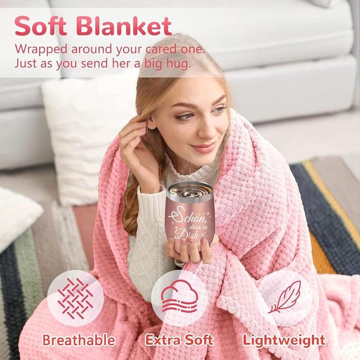 Подарунки для жінок, подарунковий набір на день народження для жінок з винним келихом з нержавіючої сталі об&39ємом 12 унцій та затишною ковдрою, натхненні різдвяні подарунки для найкращої подруги, мами, сестри, дружини
