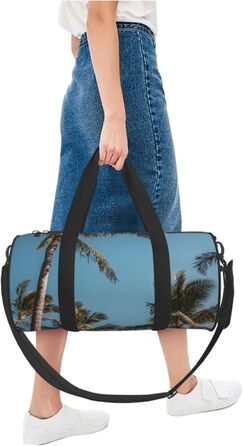 Спортивна сумка, дорожня сумка, пляжна сумка, принт Кокосова пальма, сумка для ночівлі, чорна, універсальний розмір, сумка для подорожей