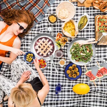 Набір столових приборів для кемпінгу на 4 особи, набір тарілок та столових приборів для пікніка з 20 предметів, портативний посуд, комбінація столових приборів з нержавіючої сталі з сумкою-органайзером, багаторазовий, міцний