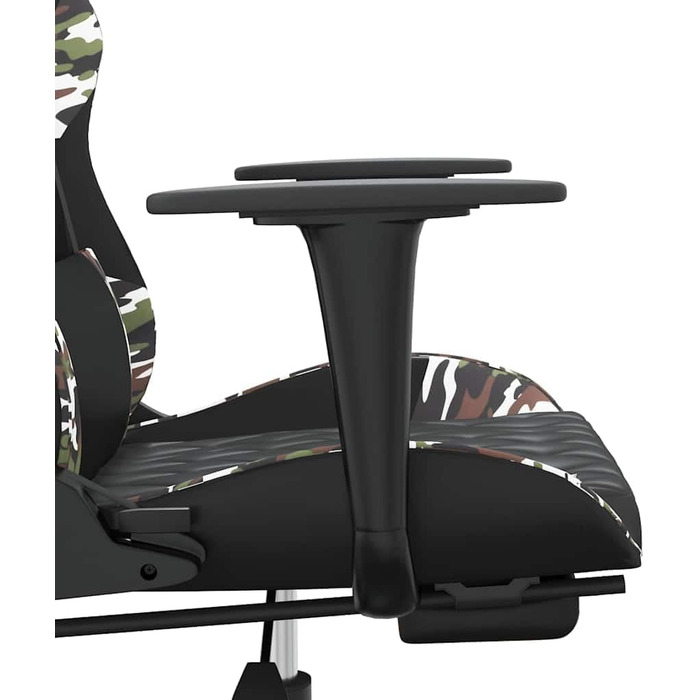 Ігрове крісло з функцією масажу та підставкою для ніг з чорної камуфляжної штучної шкіри, регульована висота спинки, функція повороту на 360 градусів, ергономічне офісне крісло з міцним корпусом 37 x 45 см (Ш x Г) чорного та камуфляжного кольорів