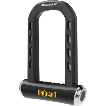 Замок OnGuard RockSolid U-подібний стійкий до кутових шліфувальних машин (8,9 см x 17,5 см) для велосипедів, мотоциклів, мотоспорту скоба 14 мм, механізм блокування X4P, легкий, 5 ключів у комплекті, захист від крадіжки