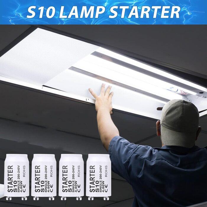 Стартер люмінесцентна лампа S10 4-80W 200-240V люмінесцентна лампа стартер стартер довгий термін служби для люмінесцентних ламп люмінесцентне світло індивідуальне перемикання люмінесцентних ламп, 10 шт.