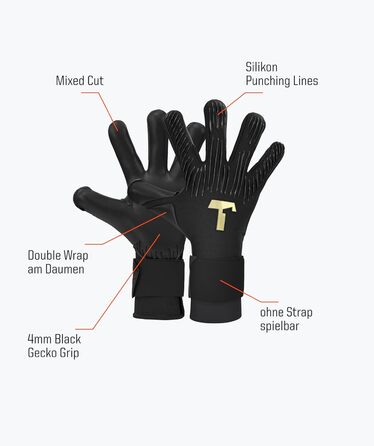 Професійні воротарські рукавички T1TAN чоловічі, Rebel, розміри 6-11, багато кольорів, воротарські рукавички для дорослих, воротарські рукавички для дітей, футбольні воротарські рукавички для дітей, дорослих та дітей 10 Rebel 2.0 Black-Out