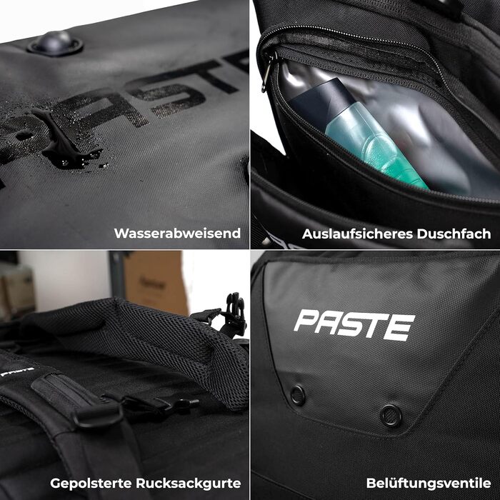 Преміальна спортивна сумка об&39ємом 68 л з функцією рюкзака, відділенням для взуття та відділенням для вологих речей, чорна - Футбольна сумка та тренувальна сумка з функцією охолодження, велика, для жінок та чоловіків - Дорожня сумка XL та сумка для спор