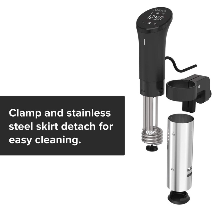 Вт, в т.ч. вилка Type-C для використання в ЄС, Bluetooth, в т.ч. додаток Anova, чорний і сріблястий, 2.0 AN500-EU00, Precision Cooker, Sous Vide, WiFi, 100