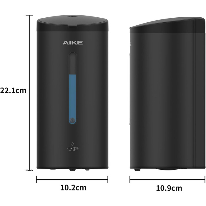 Дозатор мила автоматичний настінний матовий чорний, 800 мл комерційний автоматичний дозатор рідкого мила настінний, 5 передач, рег