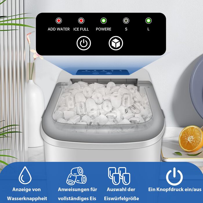 Машина для виробництва кубиків льоду, 15 кг 24 години, 9 кубиків льоду за 6 хвилин, льодогенератор з лопатою для льоду та кошиком, льодогенератор для кухні, офісу, автофургону