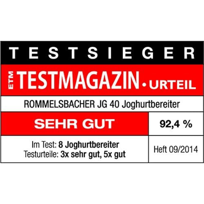 Йогуртниця ROMMELSBACHER JG 40 - до 1200 г йогурту, РК-дисплей, 18-годинний таймер, автоматичне вимкнення, електронний контроль те