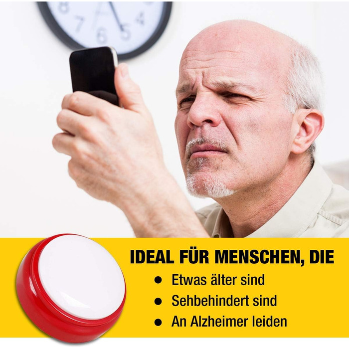 Розмовляючий годинник з німецьким голосом для людей похилого віку, слабозорих, сліпих або людей з хворобою Альцгеймера ідея подарунка для бабусь і дідусів, тата, матері будильник для людей похилого віку англійською