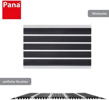 Алюмінієвий килимок для дверей PANA (39x60 см) Вуличний килимок для дверей Килимок для бруду Вуличний килимок для дверей зі вставками з голчастого фетру Килимок для підлоги Колір Чорний 39 x 60 см Чорний