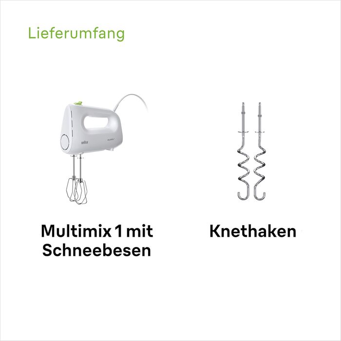 Ручний міксер Braun Household MultiMix 1 HM 1110 WH - ручний міксер з 4-ма швидкостями плюс турбо, технологія FastMix, EasyClick,