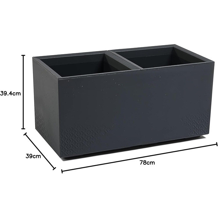 Квітковий горщик Ondis24, Кашпо під бетон Caro, XXL Кашпо на колесах Виготовлено зі 100 переробленого пластику, Велике вуличне кашпо (Антрацит, 80 см) Антрацит 80 см