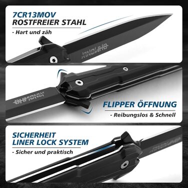 Складаний ніж одноручний ніж, кишеньковий ніж з нейлоновими піхвами і кишеньковою кліпсою, EDC ніж з ручкою з нержавіючої сталі, д