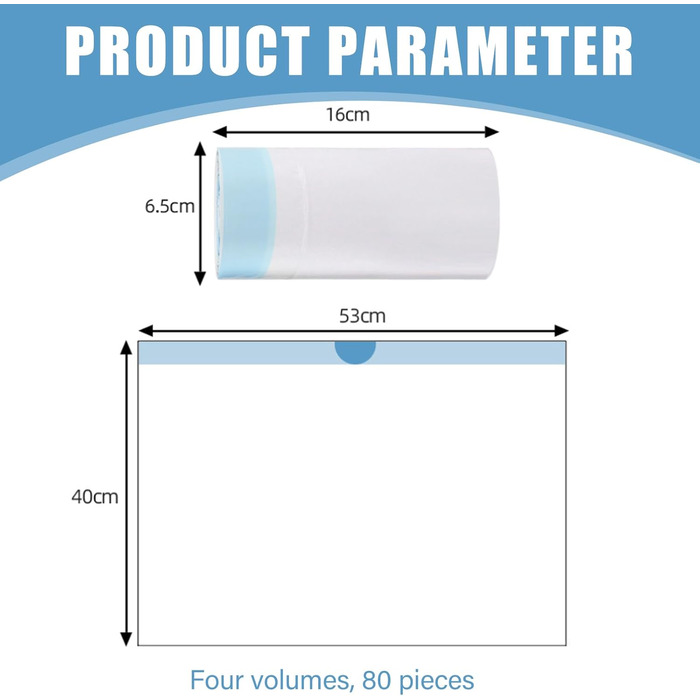 Туалетних пакетів, одноразові туалетні пакети, гігієнічні пакети, портативні пакети, одноразові сміттєві пакети для туалетних стільців, ідеально підходять для килимків для туалетних стільців, 80