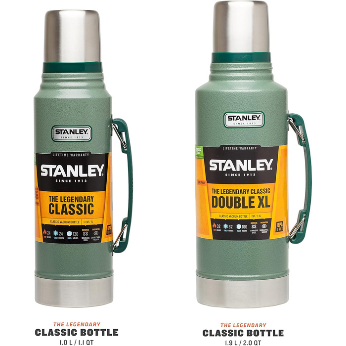 Термос Stanley Classic Legendary - Зберігає температуру гарячою або холодною протягом 24-32 годин - Можна мити в посудомийній машині - Герметична кришка служить чашкою - Ізольована пляшка без BPA - Термос з нержавіючої сталі