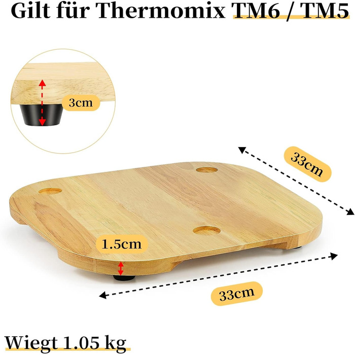 Розсувна дошка OAIDSONL для дошки Thermomix Розсувна дошка для Thermomix TM6 Розсувна дошка для Thermomix TM5 Рухома дошка для кухонного комбайна Thermomix Vorwerk TM 6 Аксесуари Pad Board Дерево