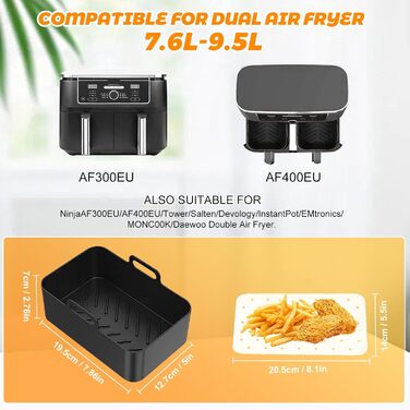 Аксесуари для фритюрниці, аксесуари для фритюрниці 7.6-9.5 л та інші двозонні фритюрниці, аксесуари для фритюрниці, аксесуари для фритюрниці без бісфенолу А Аксесуари для фритюрниці для Ninja Foodi AF400EU AF300EU AF500EU