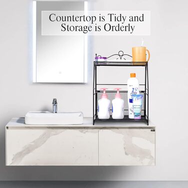 Стійка для спецій Uten, 3-рівнева металева кухонна полиця, складна та міцна, для стільниці, кухні, ванної кімнати, чорного кольору