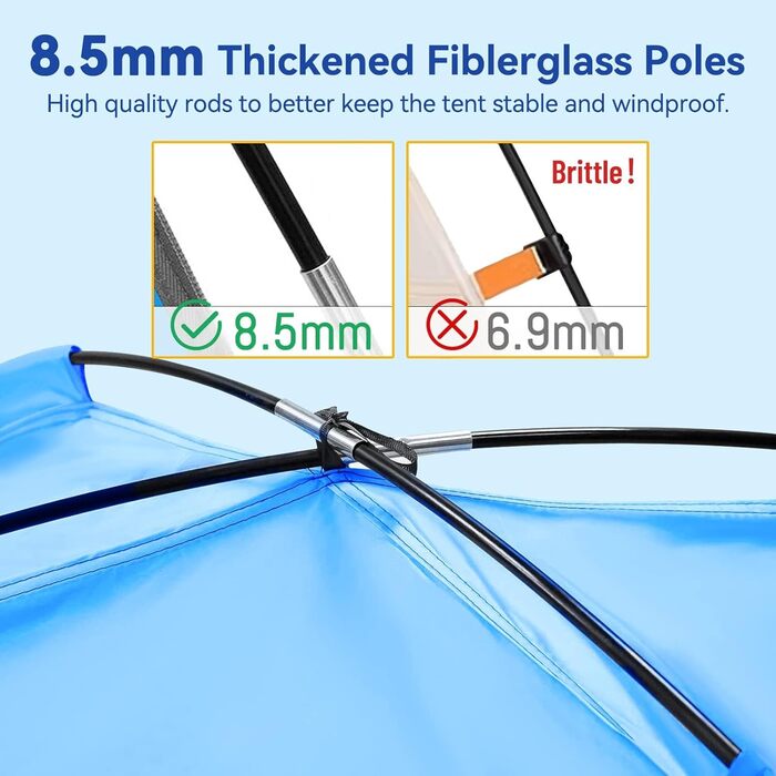 Пляжний намет із захистом від ультрафіолету, пляжний намет UPF 50, невеликий розмір для 2-3 осіб, портативний пляжний намет, вітрозахисний, легкий з сумкою для перенесення