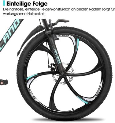 Гірський велосипед для дорослих HILAND 26 дюймів, колеса 3/6 спиць, 18 швидкостей, чоловічий та жіночий гірський велосипед з подвійними дисковими гальмами, велосипед з алюмінієвою рамою 26 дюймів для гірських велосипедів, синій - 6 спиць