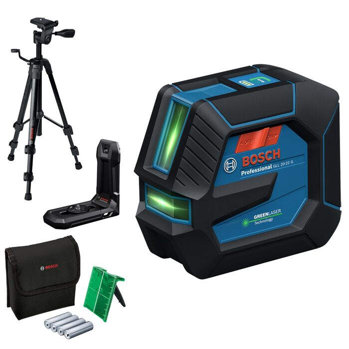 Лінійний лазерний рівень Bosch Professional GLL 20-22 G з триподом BT 150