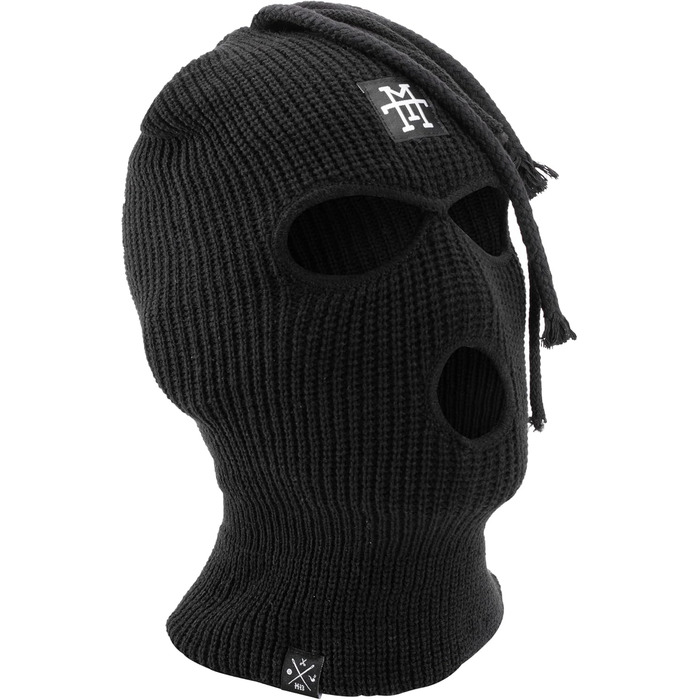 Балаклава Manufaktur13 Dread - лижна маска з 3 отворами та дредами, лижна маска різних кольорів, багатофункціональна маска, еластична/розтяжна, в&39язана, один розмір, чорна