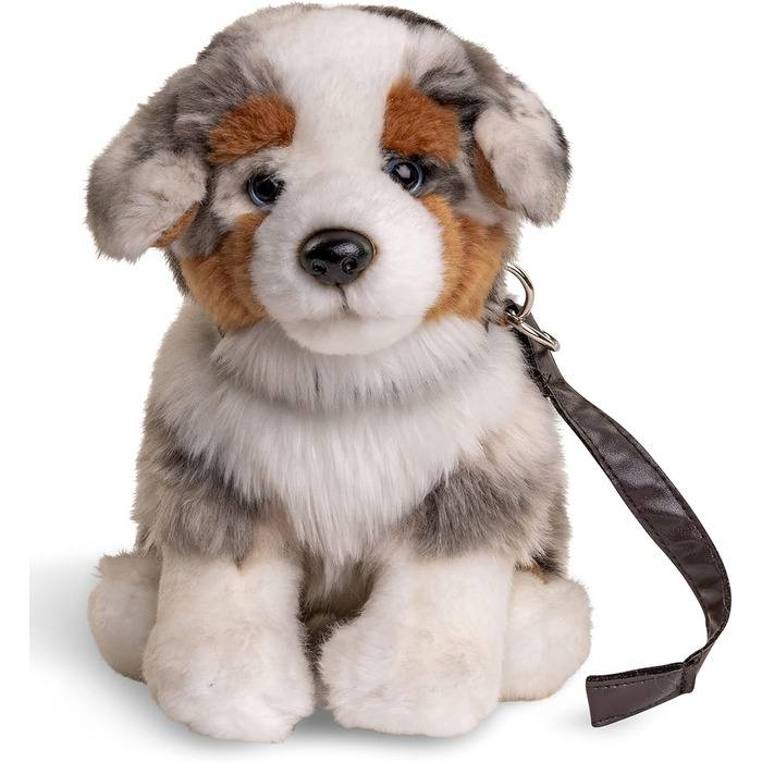 М'яка іграшка Uni-Toys - цуценя австралійського келпі, що сидить (з повідцем) - 22 см (висота) - плюшевий песик, домашній улюбленець