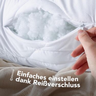 Подушка John Cotton 80x80 см Комплект із 2 розкішних стьобаних подушок для готелів від болю в шиї, регульована подушка із застібкою-блискавкою наповнювач 900 г, подушка для сну для алергіків, Oeko-TEX (80 x 80) 80x80 см 2