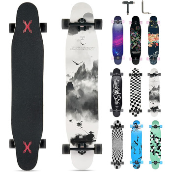 Лонгборд 118 см Pro Cruiser Trick 8-шаровий клен Black довгий круїзер для трюків 46" повний компліт для початківців дорослих підлітків дівчаток хлопчиків ландшафтний фрірайд оригінал 2025