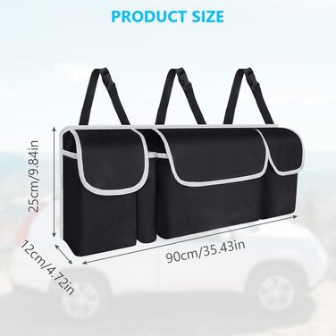 Універсальна сумка для автомобіля URAQT з 4 кишенями, водонепроникна, для заднього сидіння та багажника, з 3 регульованими ременями
