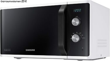 Мікрохвильова піч Samsung MW3500 MS23K3614AW / Цокольний поверх / 800 Вт / 23 л місця для приготування їжі / Ширина 48,9 см / Стійка до подряпин керамічна емаль внутрішня частина / 6 рівнів потужності / Білий одинарний