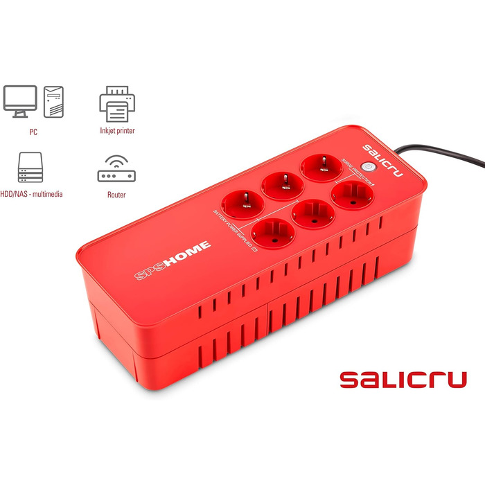 ДБЖ SALICRU SPS 850 HOME, автономний, 6 розеток, 850 ВА/490 Вт, USB 850 ВА