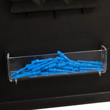 Електронна мішень для дартсу Karella CB-90 у корпусі, з 38 іграми та 211 варіаціями, точні турнірні розміри, 2-лункова конструкція, включаючи 12 м&39яких дротиків