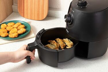 Маленька фритюрниця - 1,8 л - Фритюрниця з таймером і функцією підтримки тепла - Вибір температури - Більш енергозберігаючий і швидший, ніж духові шафи - 1200 Вт - Маленький (чорний) Чорний