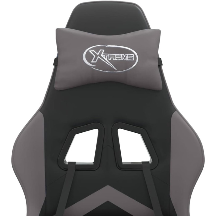 Геймерське крісло з функцією масажу, під шкіру, обертове на 360, чорно-сіре, 57,5 x 59,5 x 121-131 см, для розслаблюючої гри Модель 349595