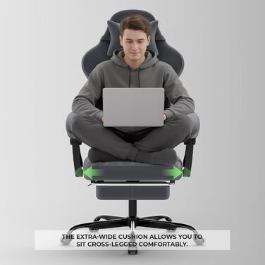 Геймерське крісло початкового рівня, ергономічне комп&39ютерне крісло з регульованою висотою та спинкою, просте ігрове крісло для дітей, підлітків та дорослих для кімнат та офісів, сірого кольору.