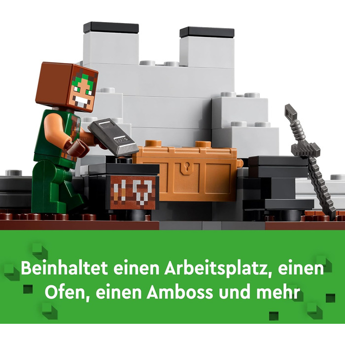 Вовча фортеця - Дитяча іграшка з однією мініфігуркою, двома фігурками скелетів та двома вовками - Аксесуари, такі як верстак та меч - Подарунок для геймерів для хлопчиків та дівчаток віком від 8 років - 21261