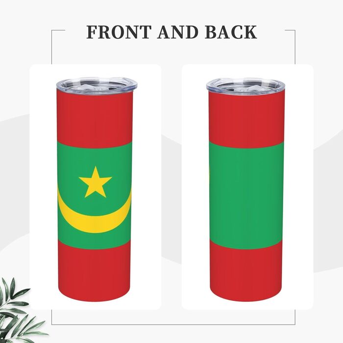 Кухоль з прямою трубочкою, дизайн мавританський прапор, друкований, дорожній кухоль, підходить для кемпінгу, офісу та дому, 590 мл