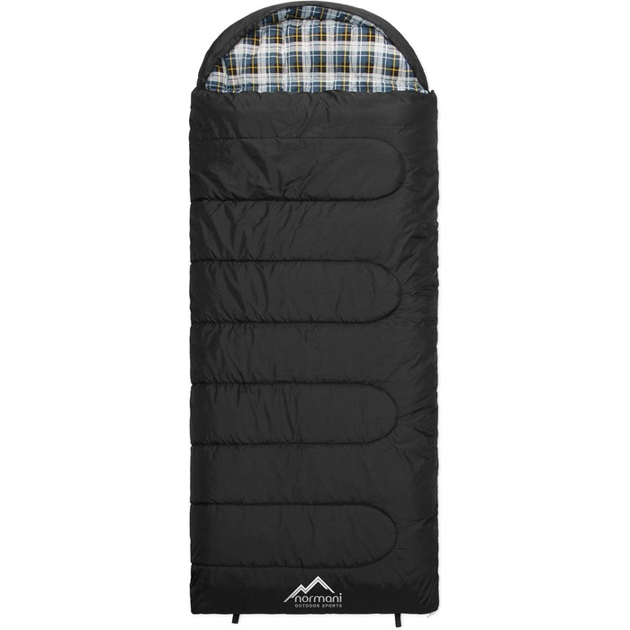 Спальний мішок normani 4-в-1 Function Extreme Outdoor Антарктика з нейлону ріпстоп з наповнювачем з порожнистого волокна 500 250 г/м, 220 x 90 см, темно-чорний, лівий