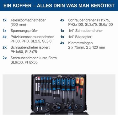 Алюмінієвий кейс для інструментів Scheppach TB200 з набором інструментів 141 предмет кейс для майстерні з гайковим ключем, молотко