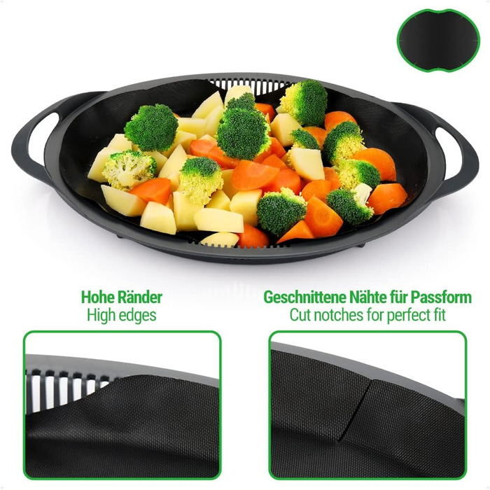 Перманентна фольга для випічки Siegvoll для багаторазового паперу для випічки Thermomix Varoma Shelf Набір з 3 аксесуарів для фольги для випічки Thermomix TM6 TM5 TM31 екологічно чиста та стійка, листи 3 шт. и чорні